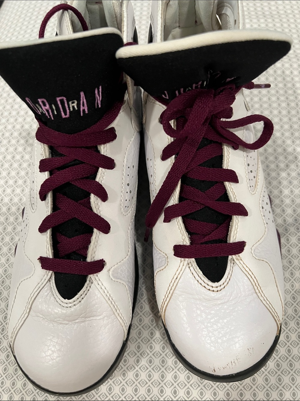 Jordan White Sneakers with Burgundy Accents